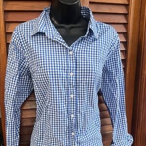 Dalia Collection Blue and White Checkered Shirt
